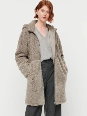 J.Crew Mixed Teddy Sherpa Coat Gray Size Small (FLAWED)